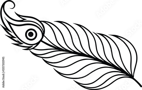 Peacock feather outline vector art,Peacock feather vector