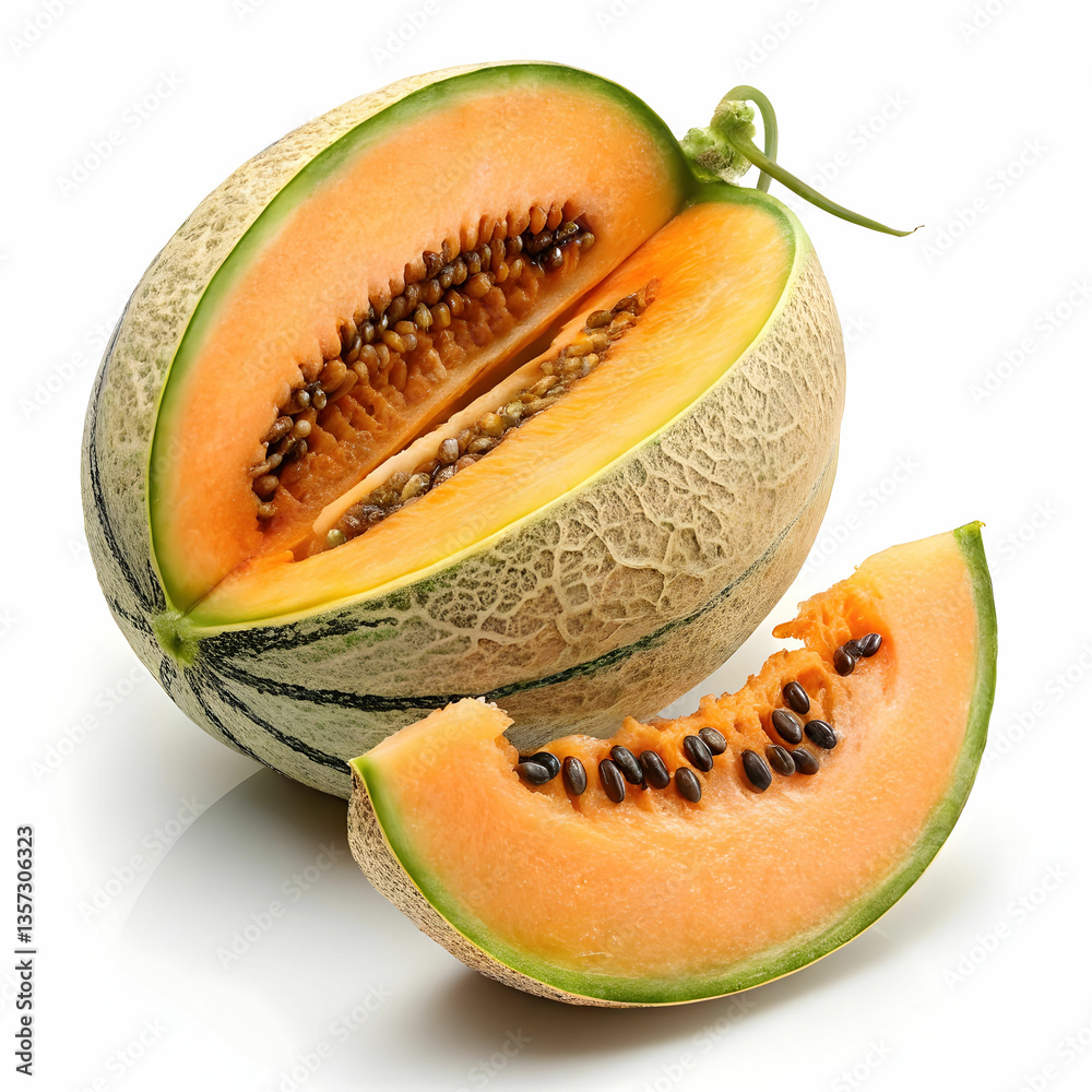 view of delicious and healthy cantaloupe melon view of delicious and healthy cantaloupe melon