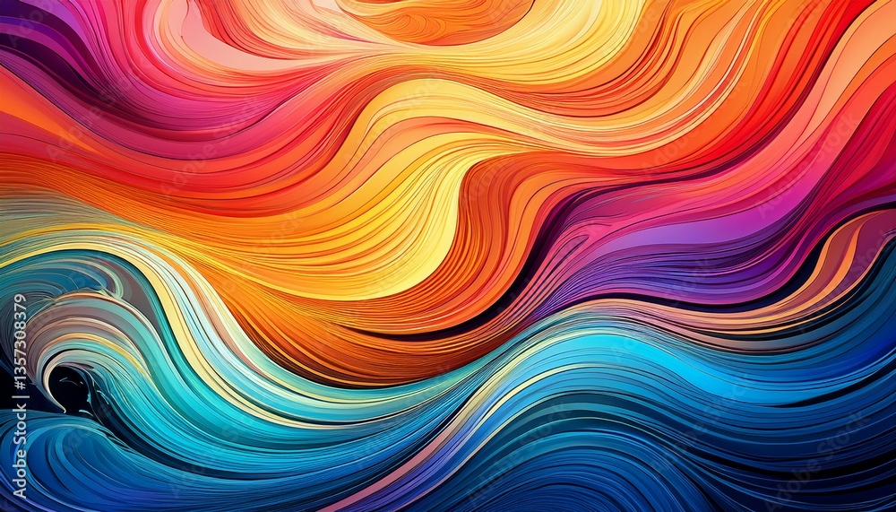 Obraz premium vibrant colors blend and flow in intricate wave patterns creating a mesmerizing visual experience that captures the essence of abstract art