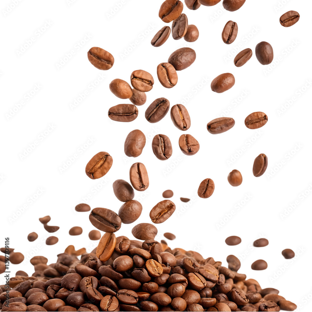 Naklejka premium Roasted Coffee Beans: High-Res Image isolated on transparent background