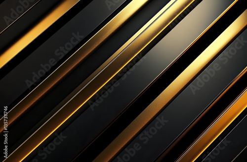 Sleek, diagonal gold and black stripes.  Intricate geometric design