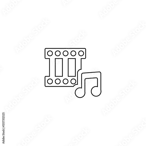 single outline icons sound track related to cinema or film and movie. linier icons collection. editable stroke. vector illustration