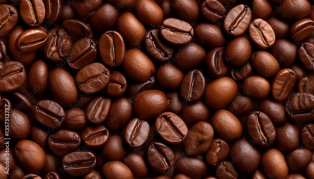 Naklejka premium tileable roasted coffee beans texture seamless dark brown coffee background glossy espresso beans close up rich caffeine pattern high resolution coffee surface