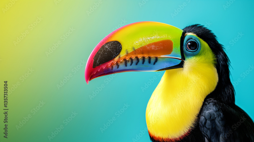Fototapeta premium Colorful toucan bird on color background