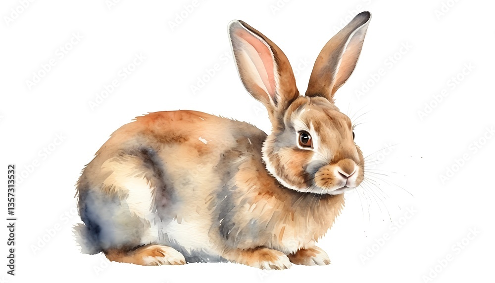 Fototapeta premium Watercolor Brown Rabbit