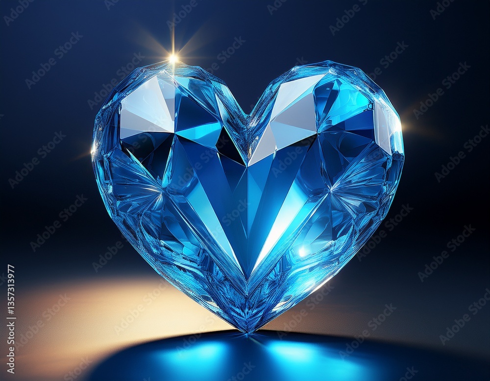 Fototapeta premium a sparkling blue crystal heart reflecting light