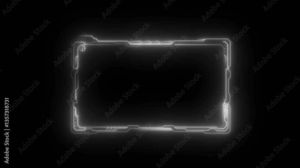 Technology HUD circle interfaces, Futuristic display, Hologram button, rotating circles., Glowing colored neon frame with moving lines on a transparent alpha channel background in a seamless loop. Technology HUD circle interfaces, Futuristic display, Hologram button, rotating circles., Glowing colored neon frame with moving lines on a transparent alpha channel background in a seamless loop.