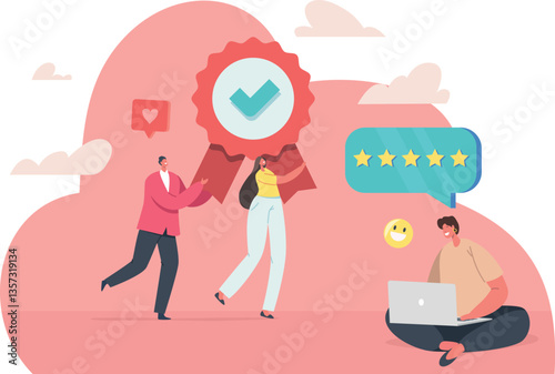 Quality level improvement vector illustration