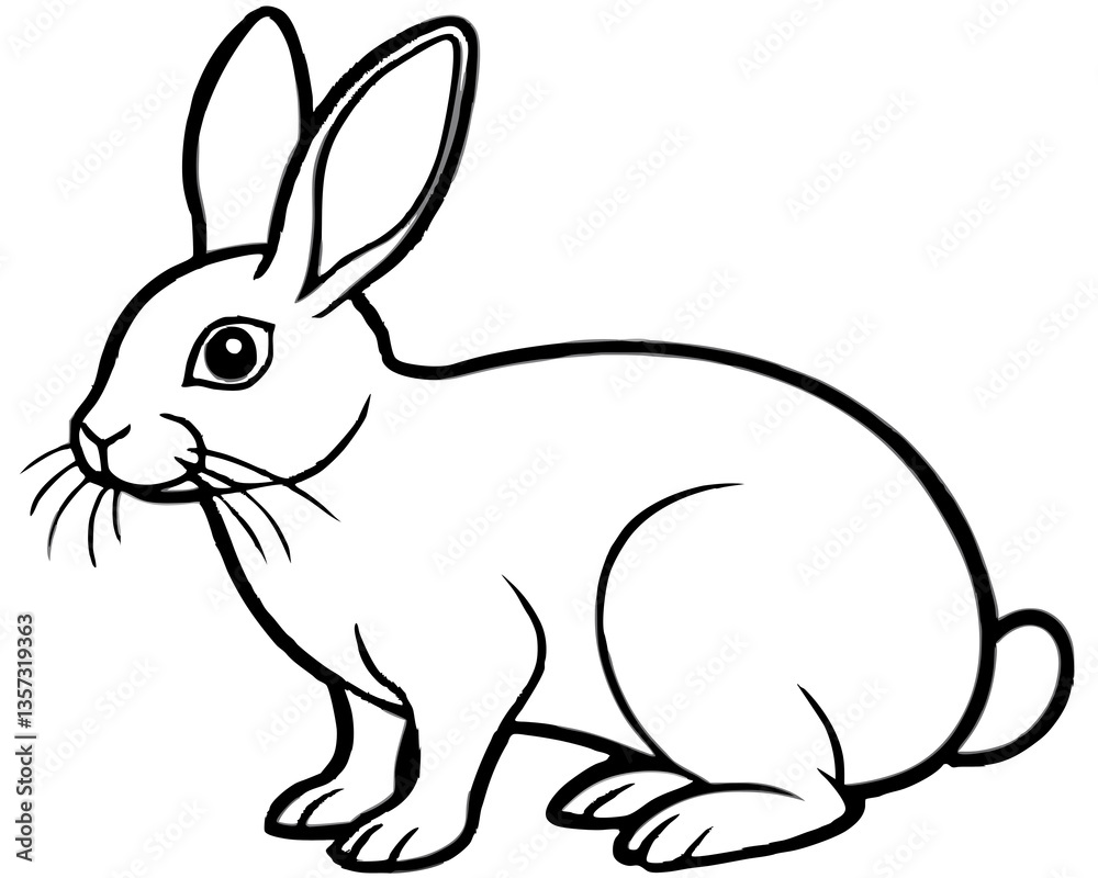 rabbit silhouette vector illustration line art on white background rabbit silhouette vector illustration line art on white background