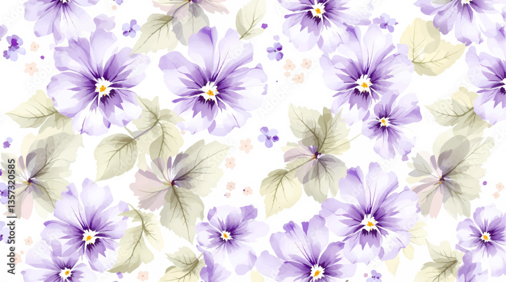 Watercolor seamless pattern color wild flowers on the white background