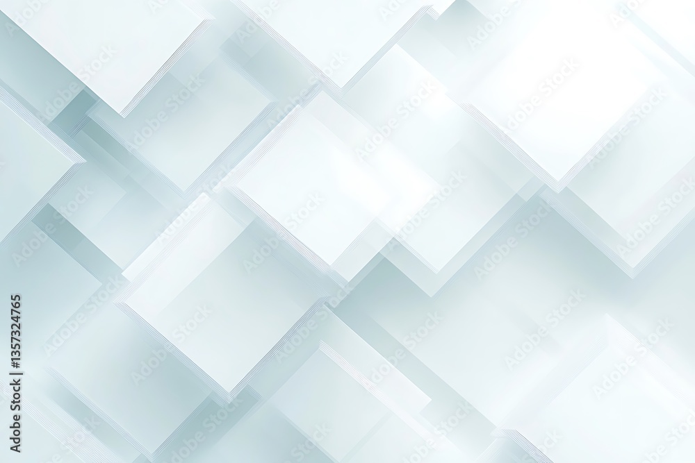 Modern Abstract White Geometric Background with Overlapping Translucent Squares & Diamonds Modern Abstract White Geometric Background with Overlapping Translucent Squares & Diamonds