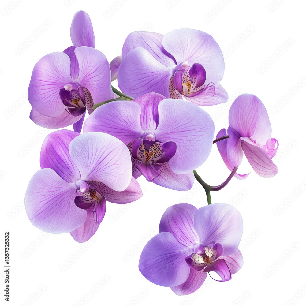 A cluster of vibrant purple orchids showcasing delicate petals and intricate details. A cluster of vibrant purple orchids showcasing delicate petals and intricate details.