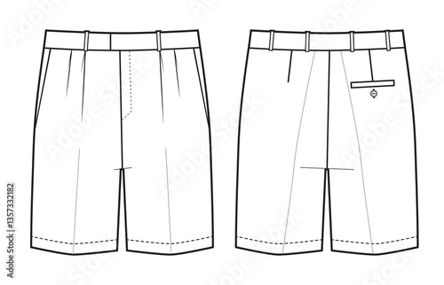 Chino shorts pants fashion illustration.