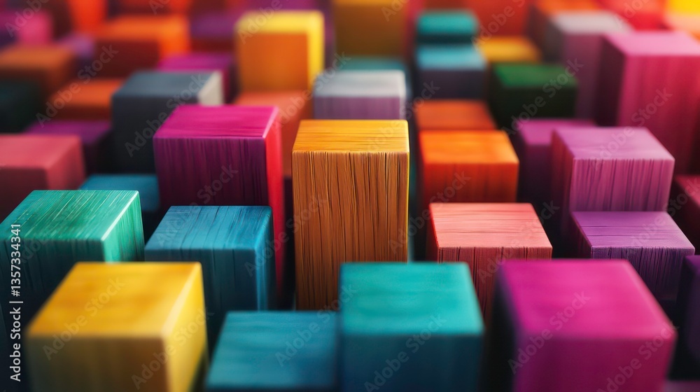 Fototapeta premium Ascending Colorful Wooden Blocks Visualizing Business Success