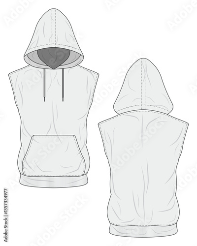 White sleeveless hoodie sweater mockup