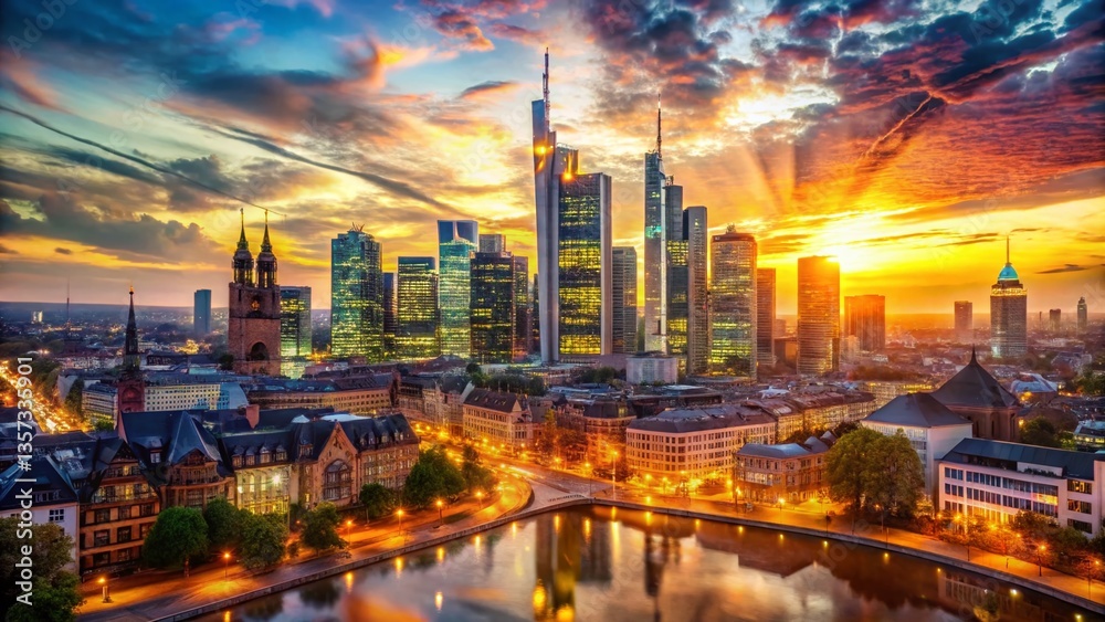 custom made wallpaper toronto digitalFrankfurt Skyline Double Exposure: Cityscape and Abstract Art