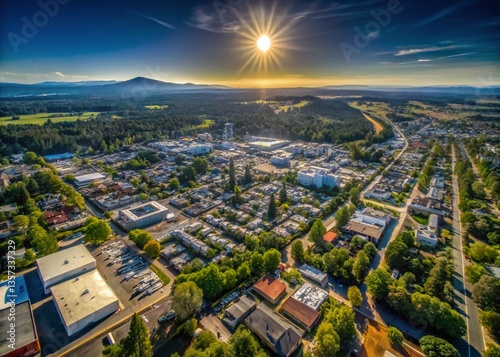 Salem Oregon Solar Eclipse 2017 Aerial View - Shadow Over City