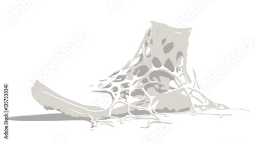 Close-up studio shot of a single white shoe with an intricate, lattice-like 3D-printed design. The shoe appears to be made of a lightweight, possibly flexible material. The lattice pattern extends