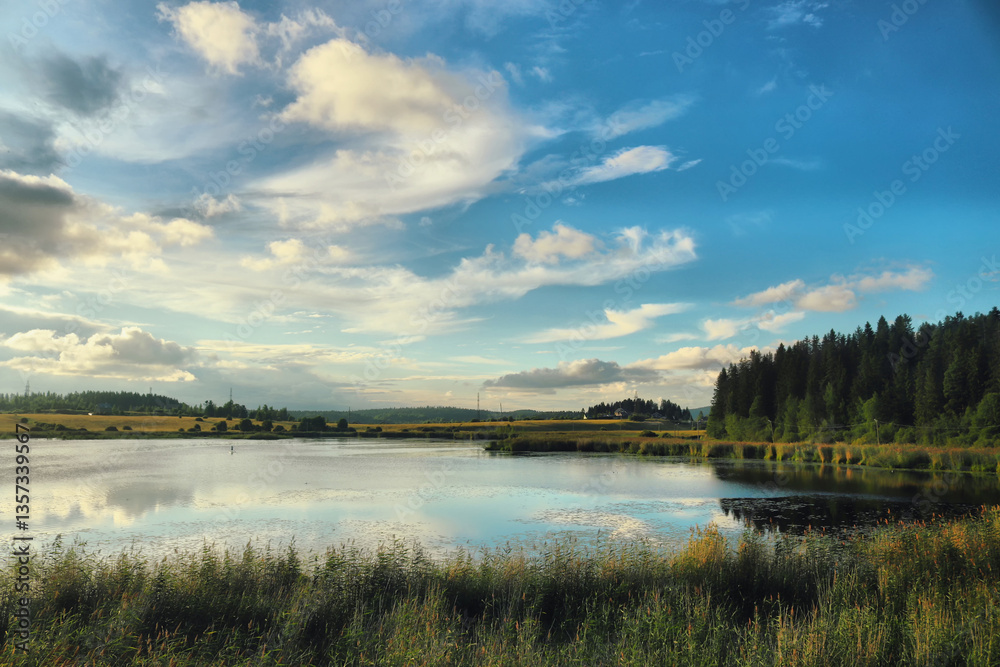 Fototapeta premium clouds over the river