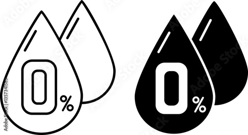 Zero Trans Fat Icons. Black and White Vector Illustration. Products Do Not Have Industrial Saturated Fatty Acids. Healthy Lifestyle. Nutrition Concept