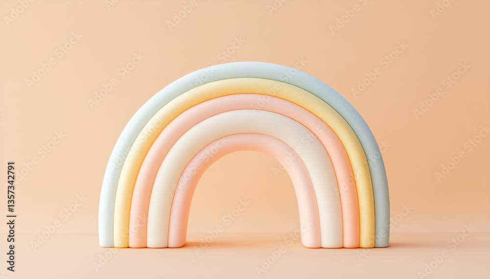 Fototapeta premium Vibrant curves and columns are featured in a colorful abstract architectural interior scene