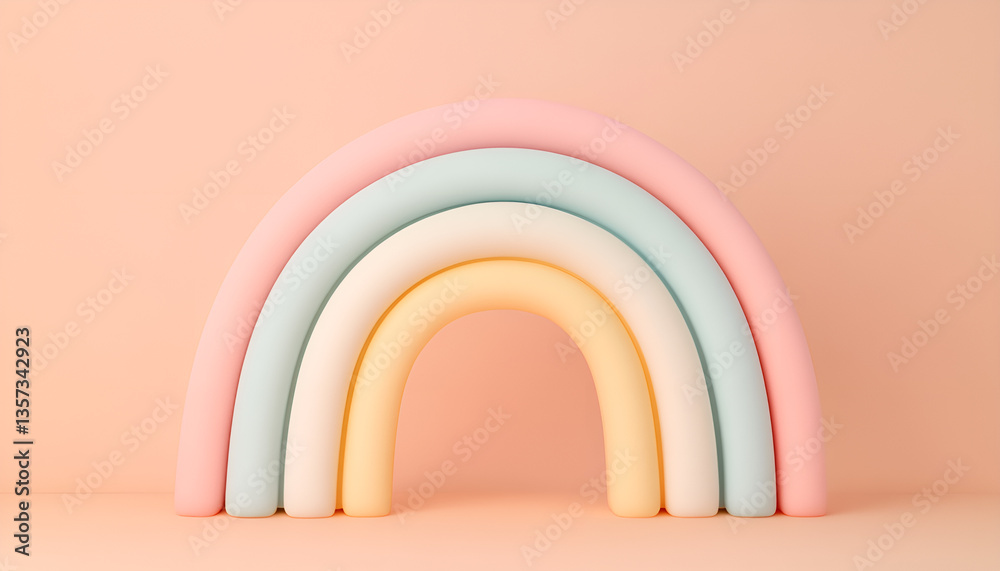 Obraz premium Vibrant curves and columns are featured in a colorful abstract architectural interior scene