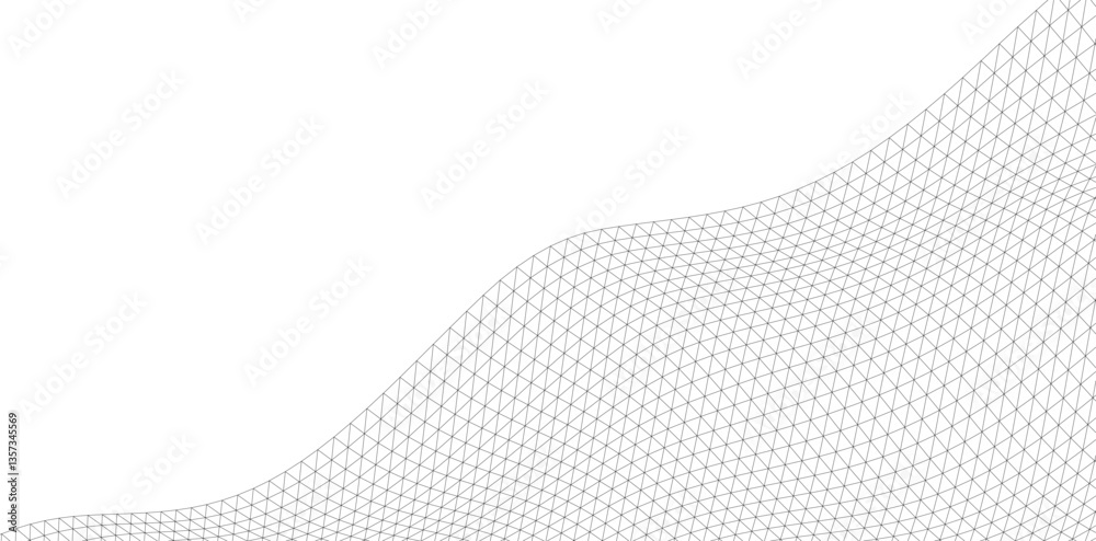 Fototapeta premium Abstract Wireframe Waves - Futuristic Geometric Mesh Background - Vector Illustration