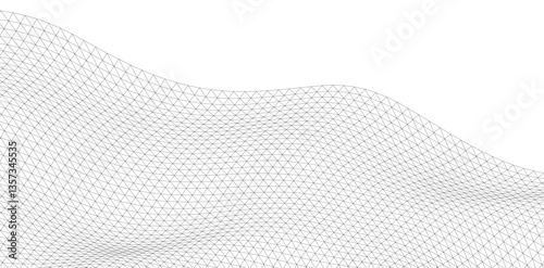 Abstract Wireframe Waves - Futuristic Geometric Mesh Background - Vector Illustration