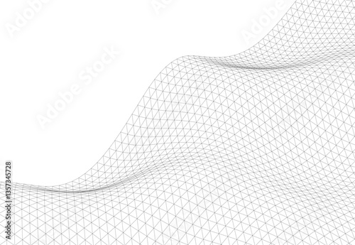 Abstract Wireframe Waves - Futuristic Geometric Mesh Background - Vector Illustration