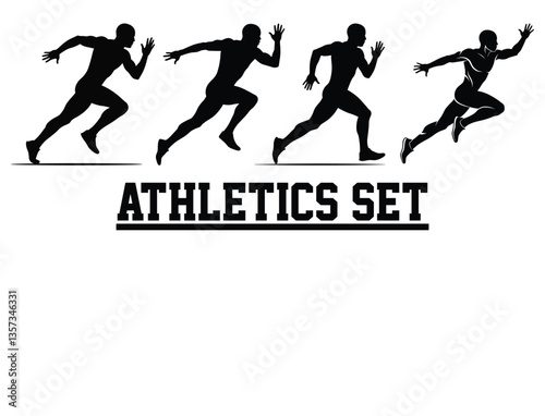 A Dynamic Runner Silhouettes of a man running Players with Logo and Runner vector