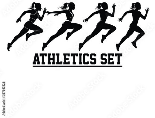 A Dynamic Runner Silhouettes of a man running Players with Logo and Runner vector