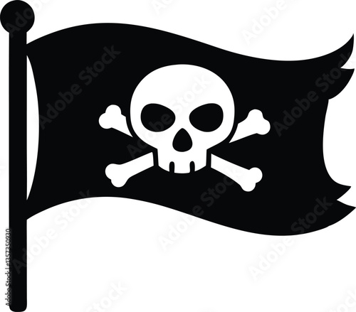 pirate flag with skull silhouette vector