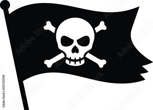 pirate flag with skull silhouette vector