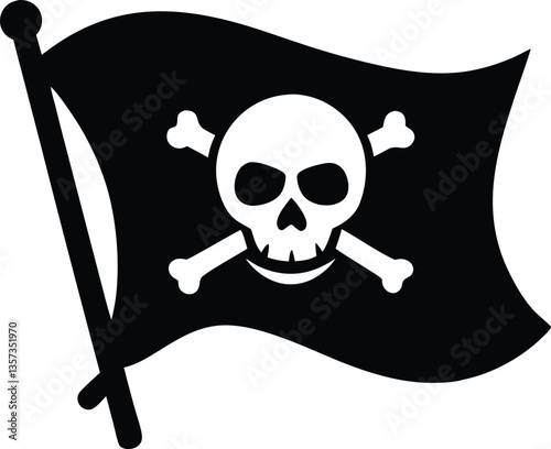 pirate flag with skull silhouette vector