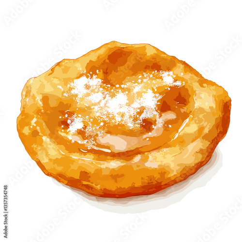 Watercolor Navajo Fry Bread with Powdered Sugar