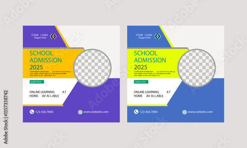 School admission social media post design template