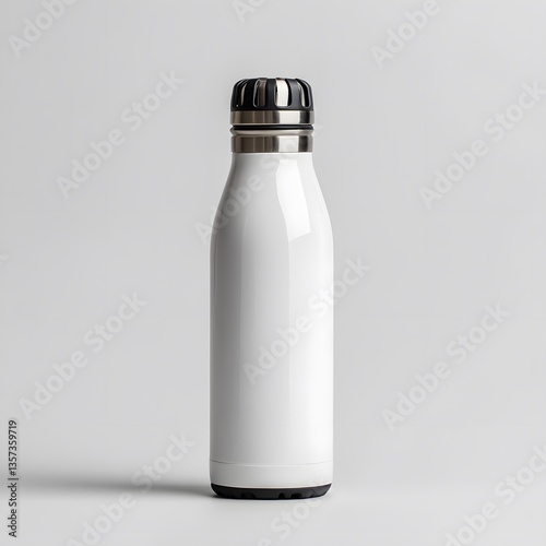 White insulated bottle mockup, studio, blank, design template