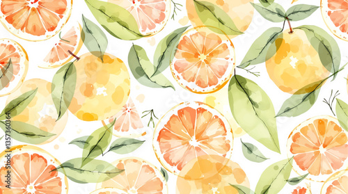 Watercolor pattern orange white background