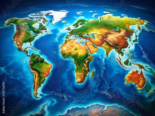 Stunning Aerial Earth Map: Labeled Continents & Oceans
