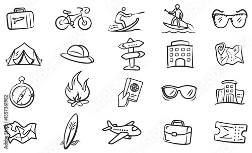 Travel Adventure Doodles Set