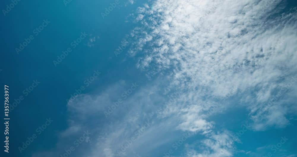 Timelapse of multiple layers of clouds in the blue sky