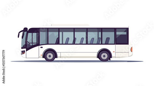 A digital illustration depicting a side profile of a white city bus. The bus is depicted in a simplified, vector-style illustration, showing minimal detail. The bus is primarily white with dark