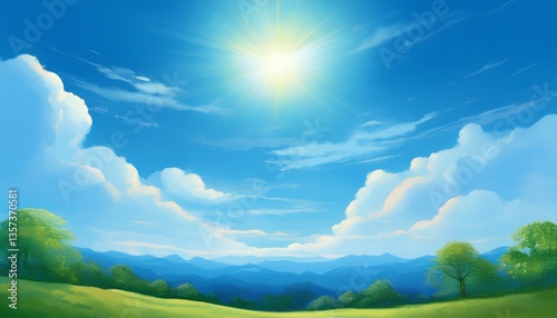 summer landscape with blue sky