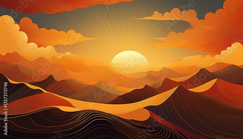 sunset over mountains