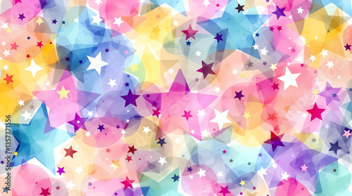 Smiling stars in various colors depicted in soft watercolor illustration set. Objects in vibrant pastel tones isolated on transparent background	
