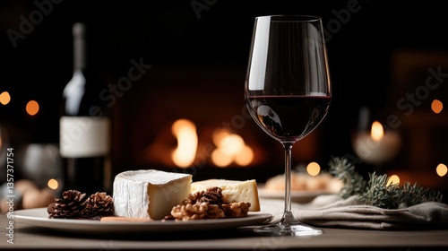 Wallpaper Mural A cozy winter wine and cheese tasting by a fireplace with delicious food warm ambiance friends enjoying and relaxation in a beautiful setting Torontodigital.ca