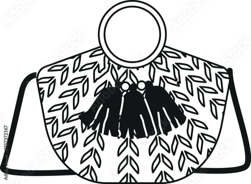 Black-and-white luxury female handbag vector illustration