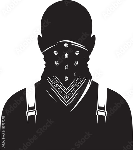 Bandana-covered protester artwork