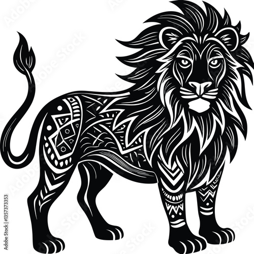 Wild lion head vector illustration, a powerful feline design