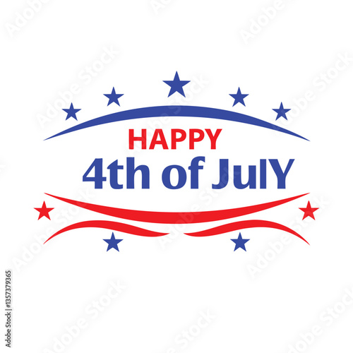 4th of July Typography Vector Art | Patriotic T-Shirt Text Illustration Design